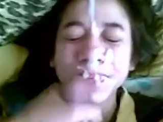 my hot girlfirend cum to face...