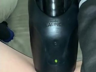 Fuck Machine Fleshlight Launch Makes me Cum on Couch