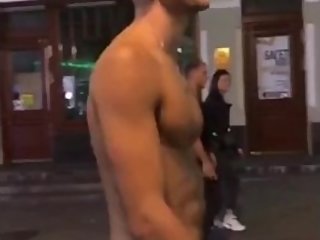 The naked king walks in the center of Moscow
