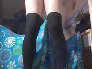 Shy femboy shoots a rough cumshot