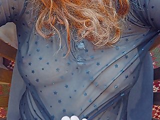 Cum on Big Natural Tits & Long Red Hair