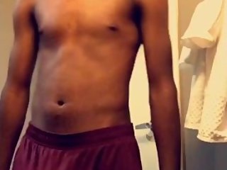 Big dick ebony teen teasing with dick print